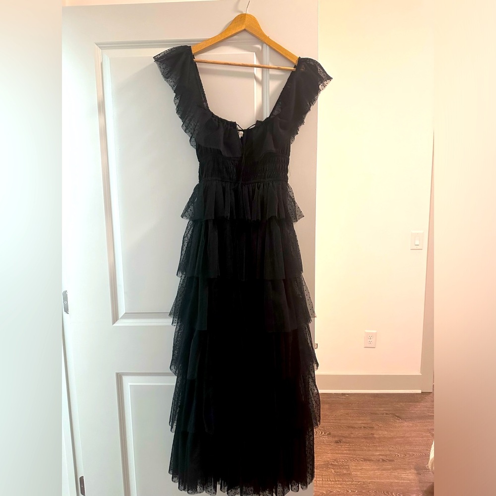 Black tulle maxi dress
